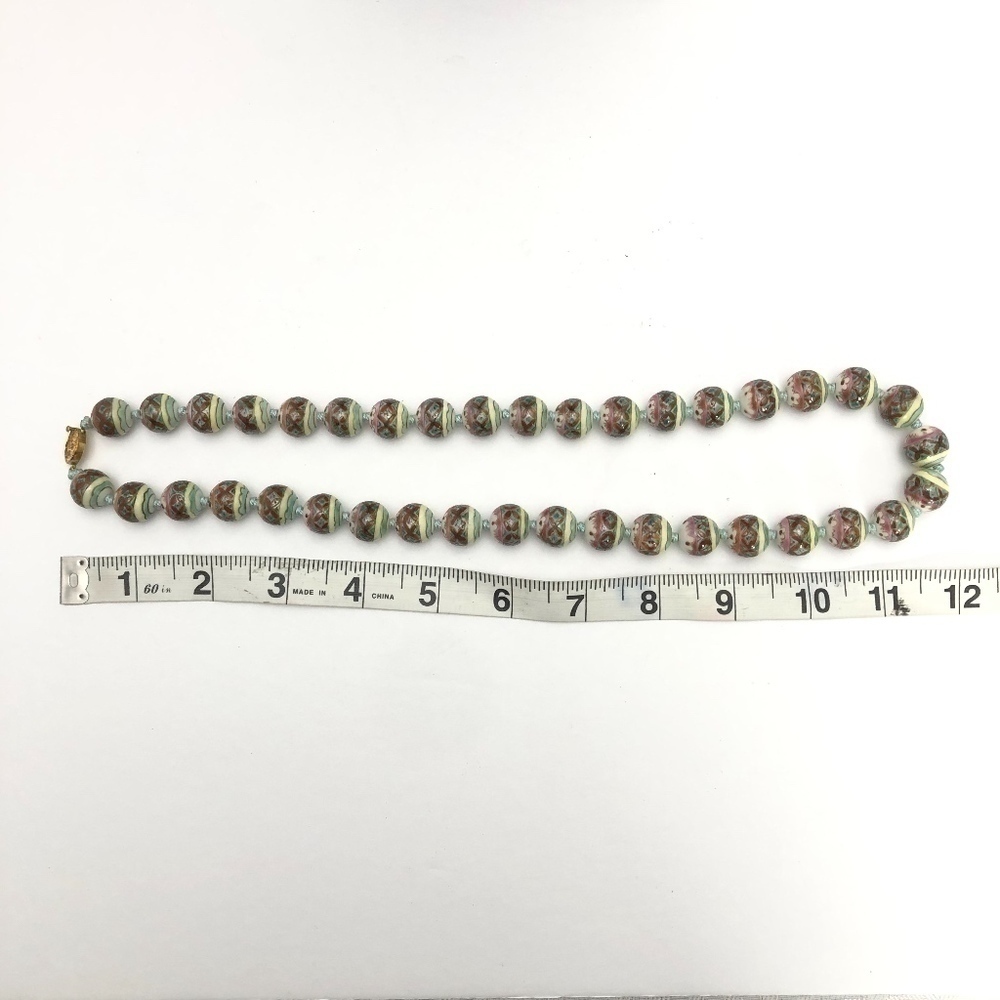 Vintage Hand Painted Chinese Beaded Necklace - Picture 4 of 6